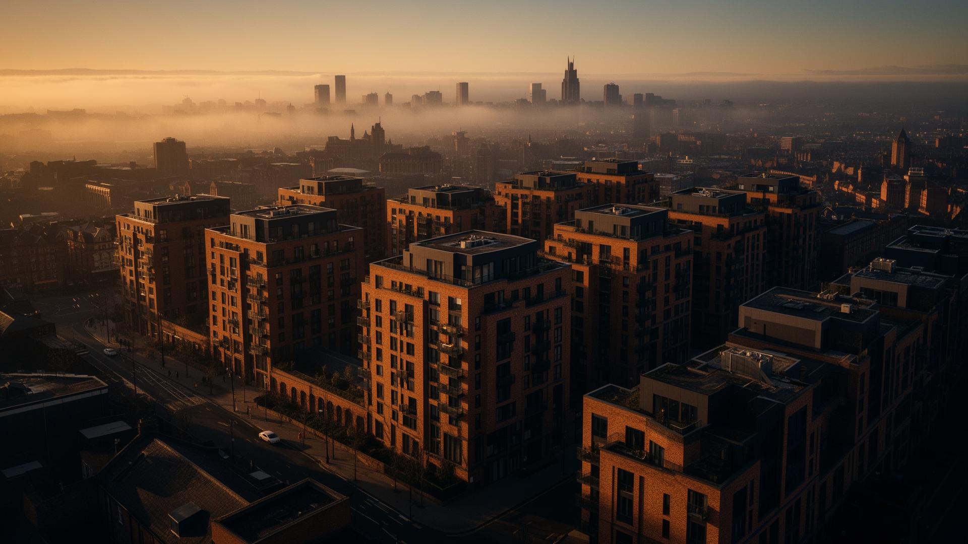 UK city skyline at golden hour